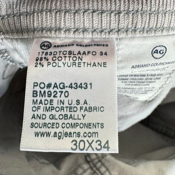Adriano Goldschmied AG The Tellis Modern Slim Gray Corduroy Pants Men's 30 x 34 - Picture 9 of 9